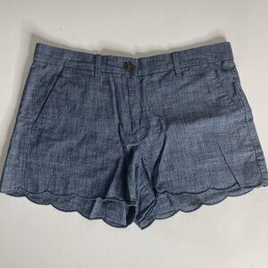 NWOT Gap 3" Size 4 Short Blue Chambray Scalloped Chino 100% Cotton